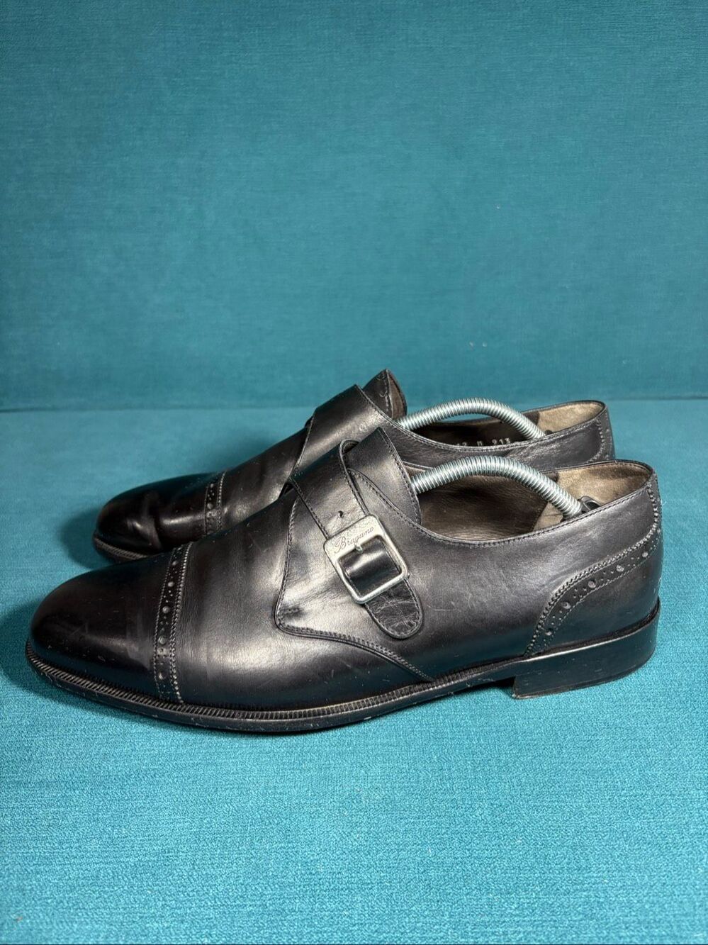 Bragano Cole Haan Crafted in Italy Black Leather Monk Strap Shoes Men's 12 M C03